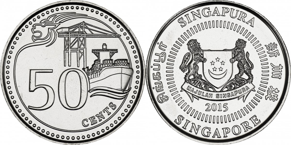 Сингапур 50 центов, 2013-2019 Фабиан Лим UNC
