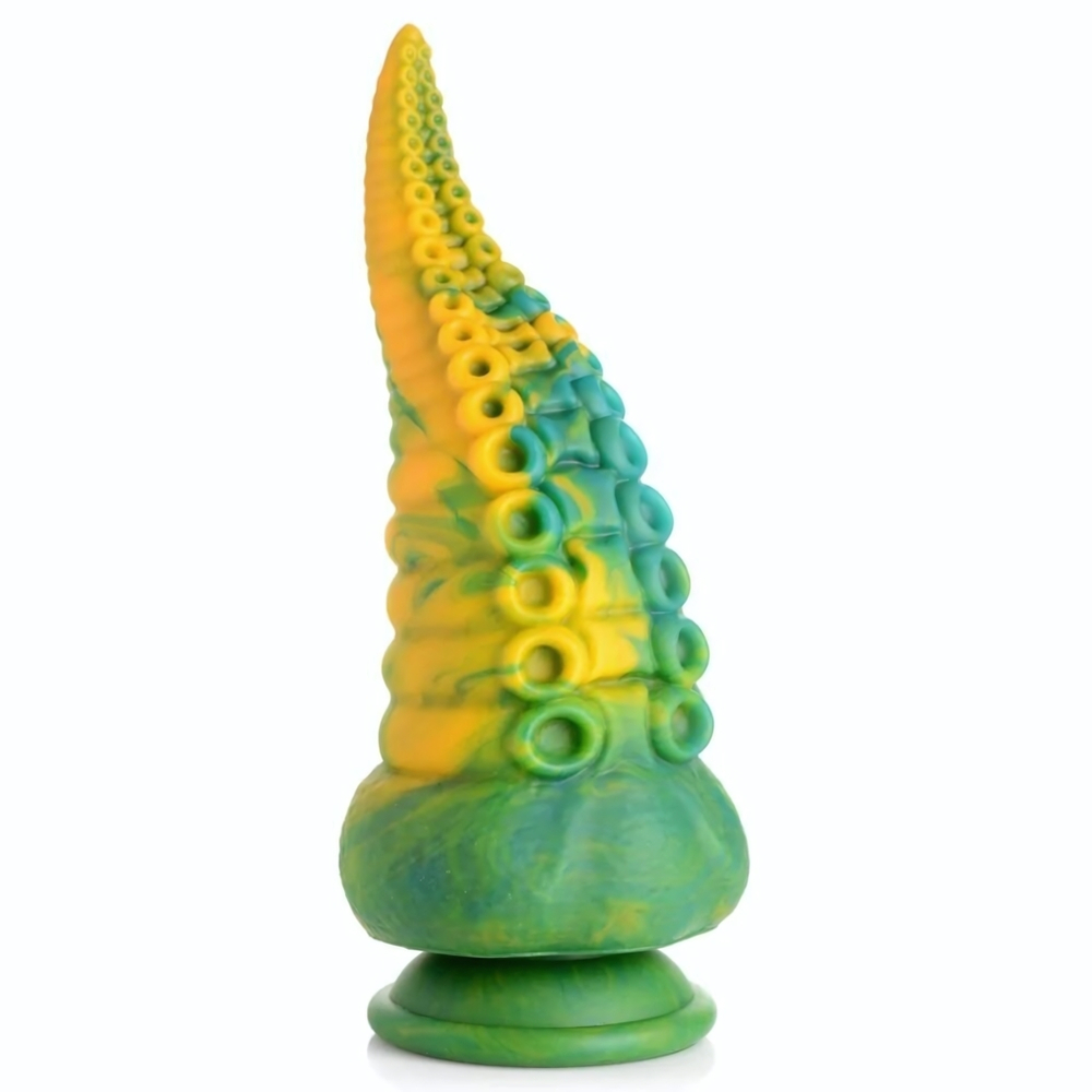 Фантазийный фаллоимитатор в форме щупальца Monstropus Tentacled Monster Silicone Dildo - 21,6 см. (Цвет: зеленый с желтым)