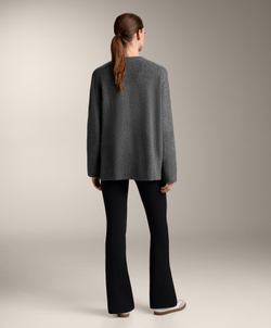 Oysho Мягкий вязаный джемпер с круглым вырезом, антрацитово-серый