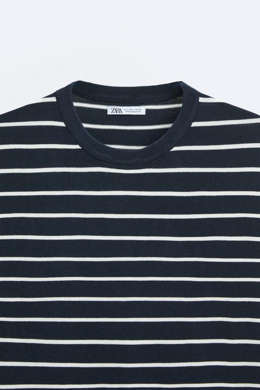 ZARA ФУТБОЛКА ИЗ СМЕСОВОЙ ВИСКОЗЫ, ТЕМНО-СИНИЙ/БЕЛЫЙ