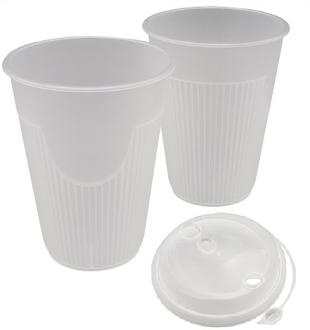 Стаканы пластиковые для гор напитков "Зимний" прозрачные ПП D=90мм 450мл (8/160шт)