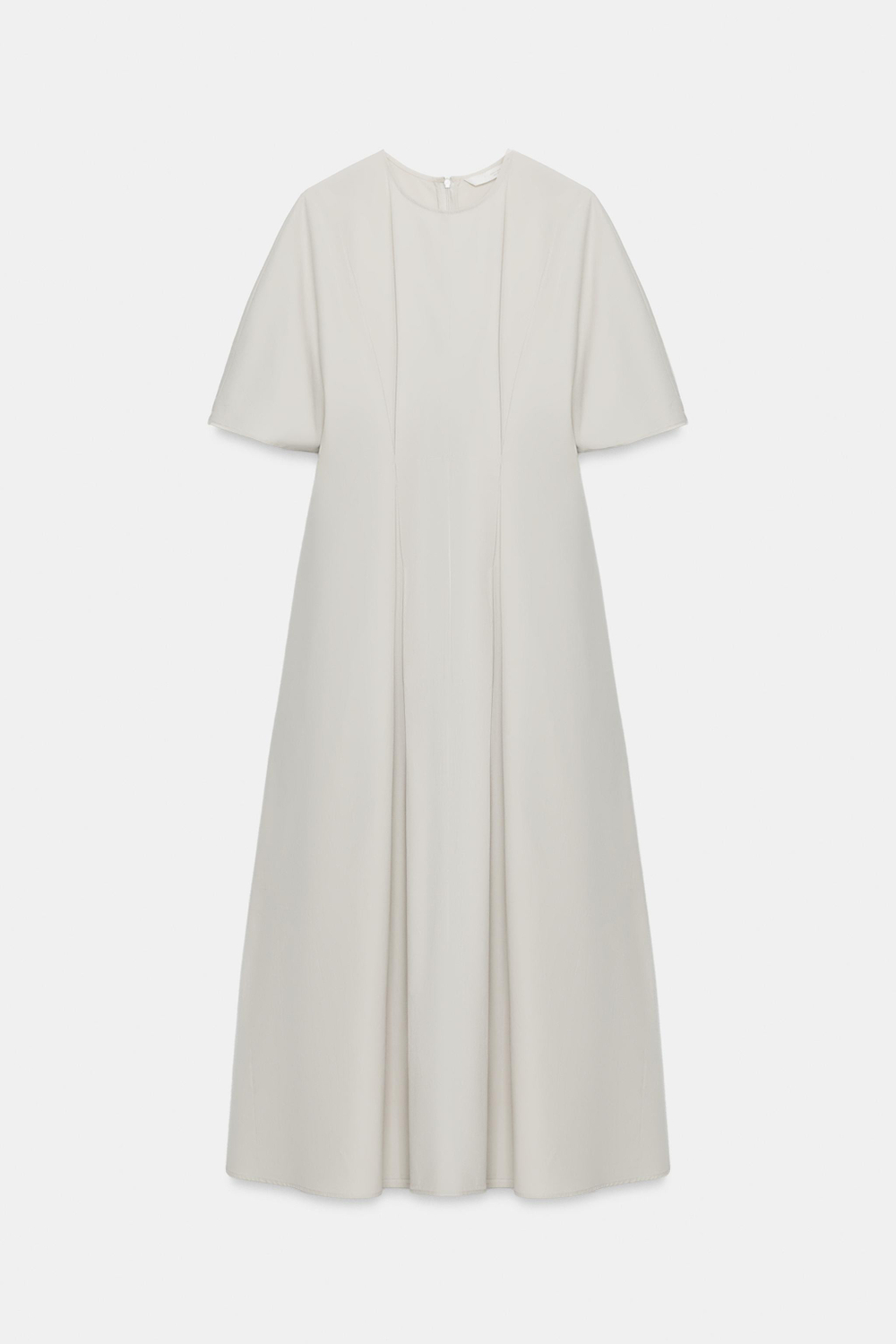 ZARA ПЛАТЬЕ ИЗ ПОПЛИНА СО СКЛАДКАМИ — ZW COLLECTION, СВЕТЛО-СЕРЫЙ