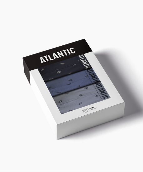 Мужские трусы (3шт) слипы спорт Atlantic 3MP-210, хлопок, деним + темно-синий + темно-серый
