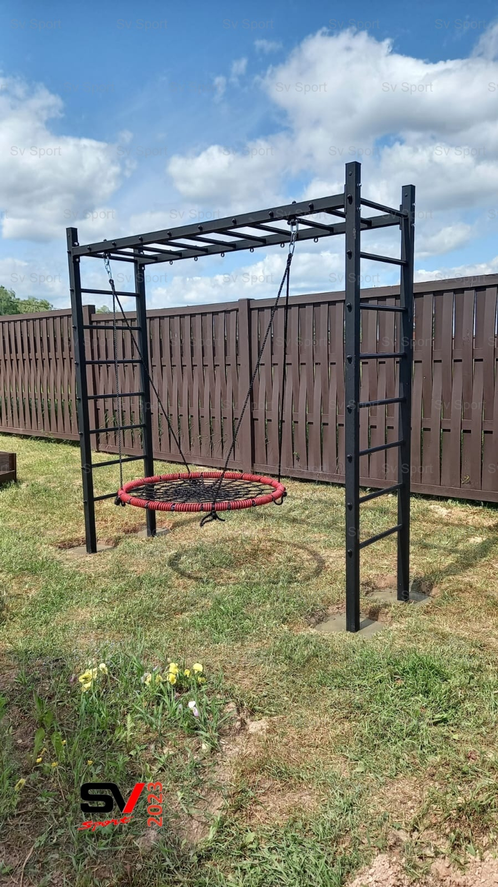 Монтаж уличной шведской стенки Sv Sport Рукоход (4 вертикальных столба)