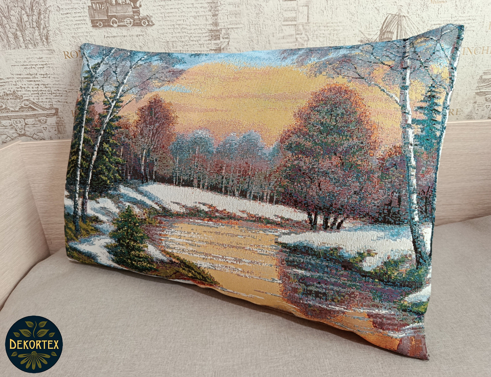 Декоративная гобеленовая наволочка для интерьерной подушки Весна 68х47