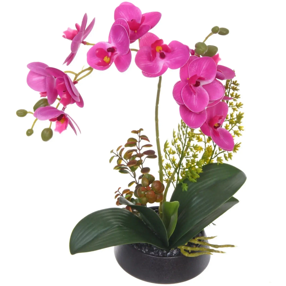 Цветочная композиция «Орхидея» 20*38см сиреневая в керамическом горшке HL-16
