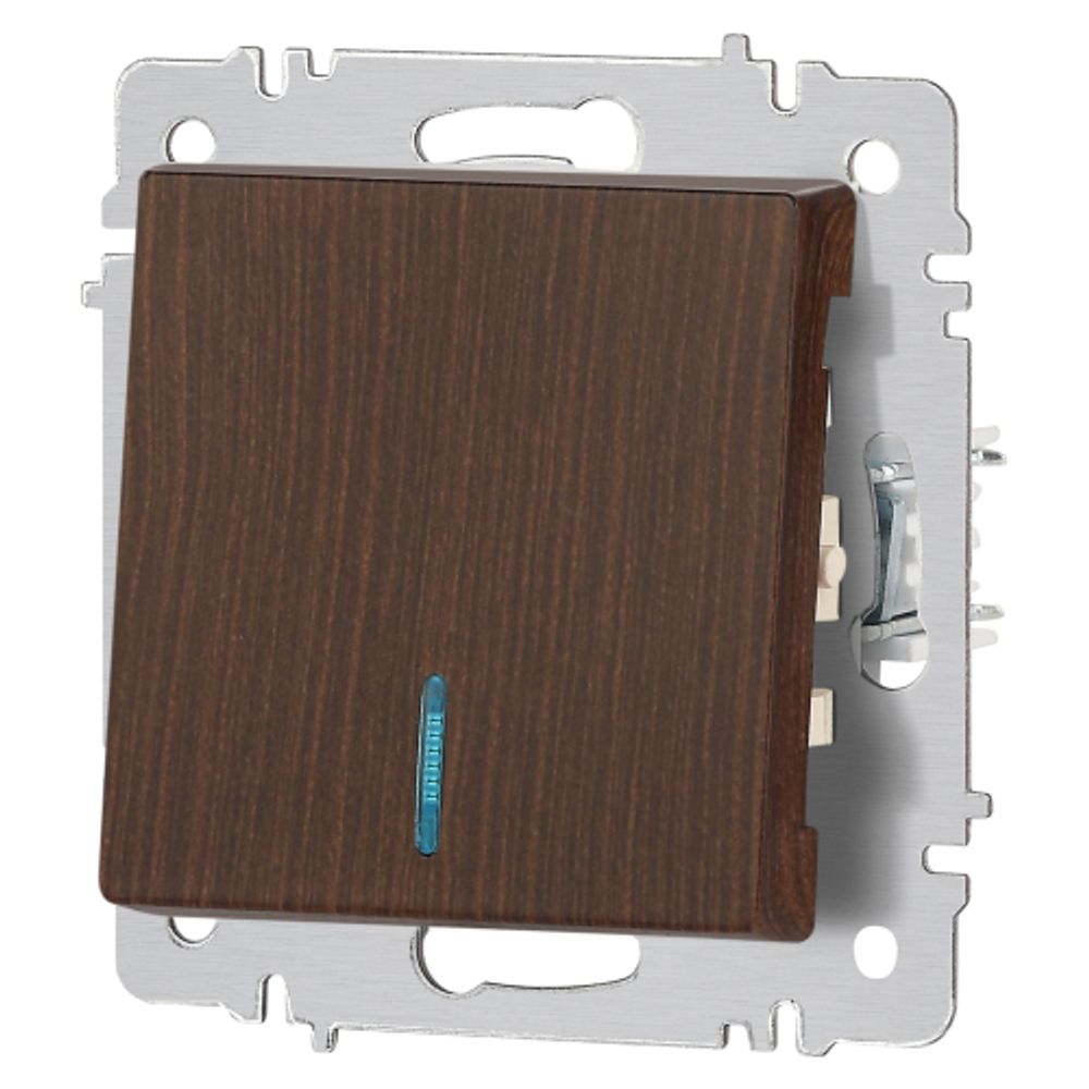 Выключатель Intro Accent 6-102-10 с подсветкой, 10А-250В, IP20, СУ, AL/CU, венге