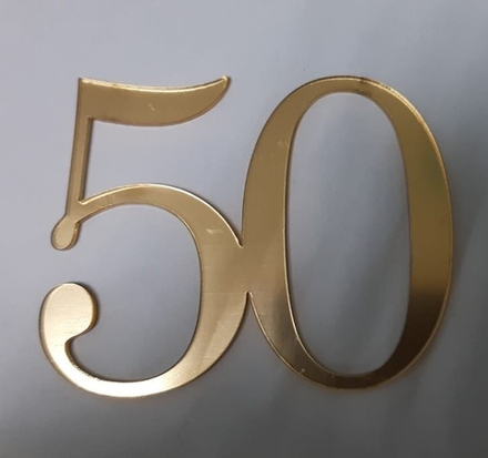 Топпер без шпажки цифра "50" золото 6*7,5 см