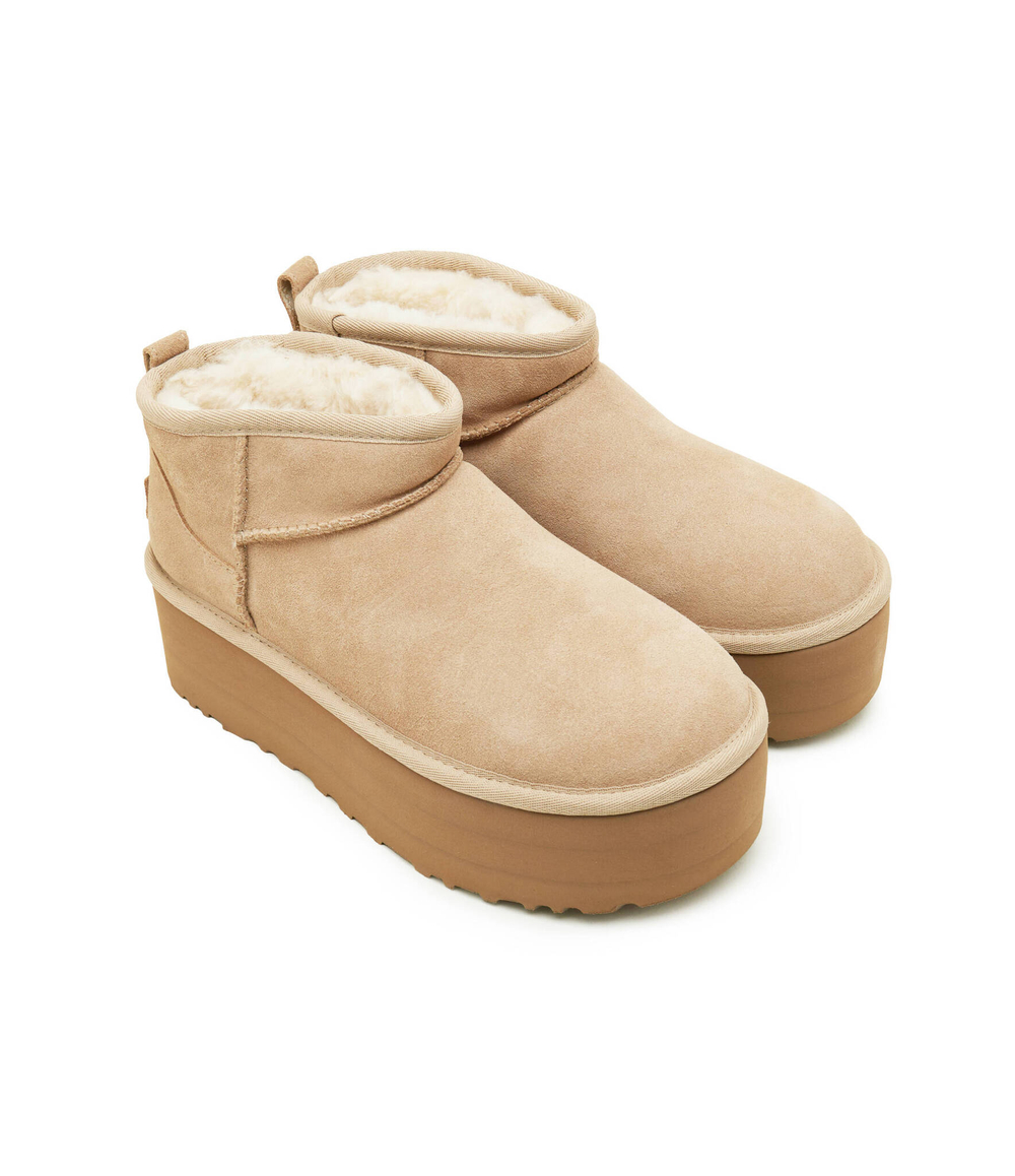 Кожаные угги w classic ultra mini UGG - бежевый(1135092)