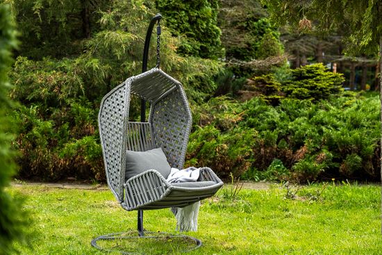 "Капри" подвесное кресло из искусственного ротанга, цвет серый