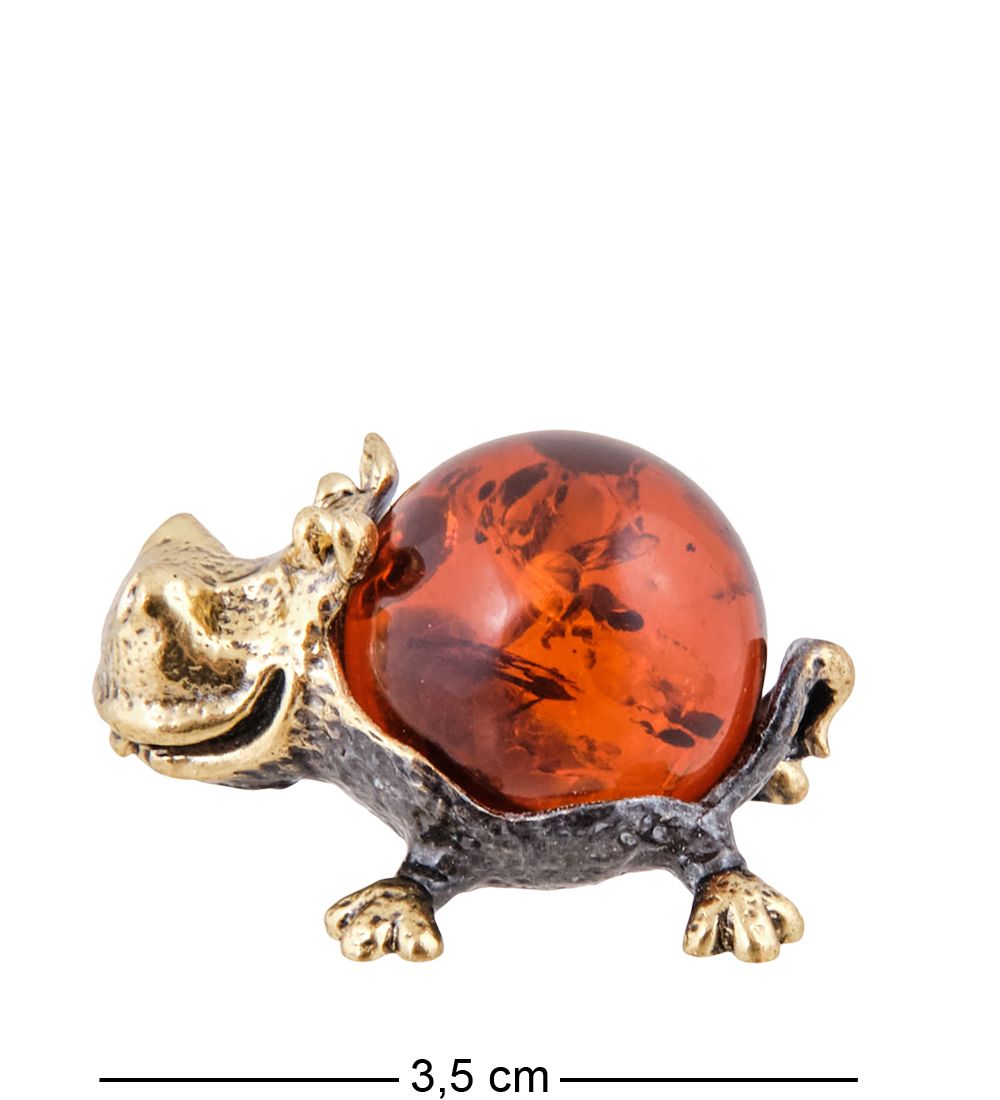 Народные промыслы AM-3644 Фигурка «Бегемот Жаркий день» (латунь, янтарь)