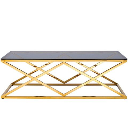 Столик журнальный LA ALTA SYMPHONY тонированное стекло 120*60*40, каркас золото