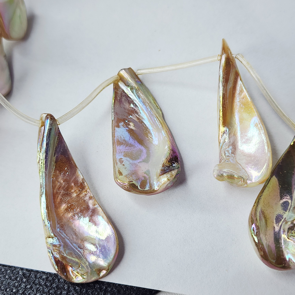 Перламутр, ракушка, подвеска с покрытием АВ, ~22/35/40мм, штучно