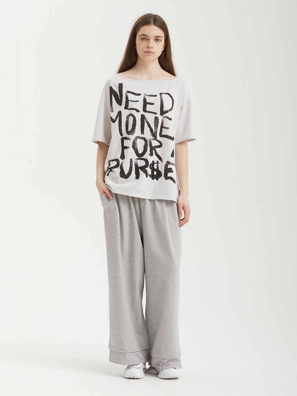 Женская Футболка Broke Af Off White Text Graphic Off Shoulder Oversized