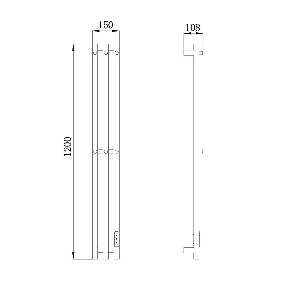 Полотенцесушитель электрический RAGLO R350.17.03 настенный сенсорный узкий с терморегулятором, сатин золотой