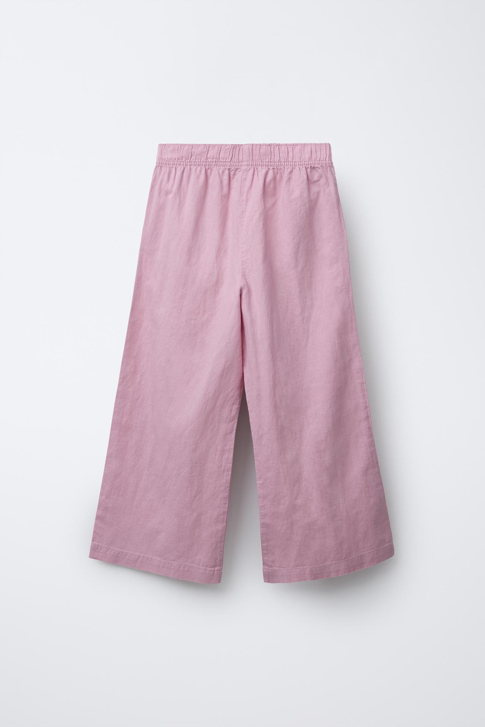 ZARA БРЮКИ ИЗ СМЕСОВОГО ЛЬНА С ШИРОКИМИ ШТАНИНАМИ, РОЗОВЫЙ