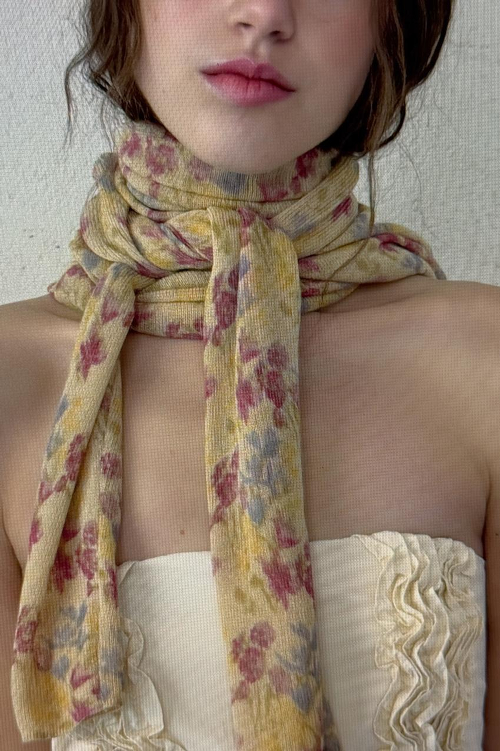 ZARA ТОП ИЗ ТРИКОТАЖА С ЦВЕТОЧНЫМ ПРИНТОМ, РАЗНОЦВЕТНЫЙ