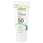Alba Botanica, прозрачный минеральный солнцезащитный лосьон для лица, SPF 50, без отдушек, 59 мл (2 жидк. унции)