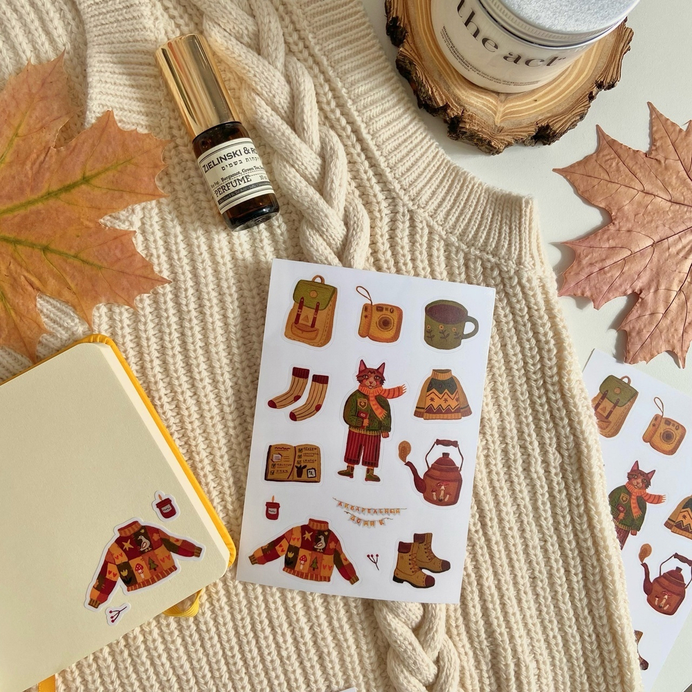 стикерпак "котик путешественник"