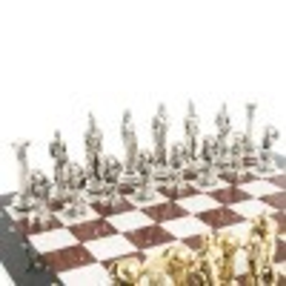 Настольные шахматы "Атлас" доска 44х44 см камень лемезит мрамор фигуры металлические G 122595