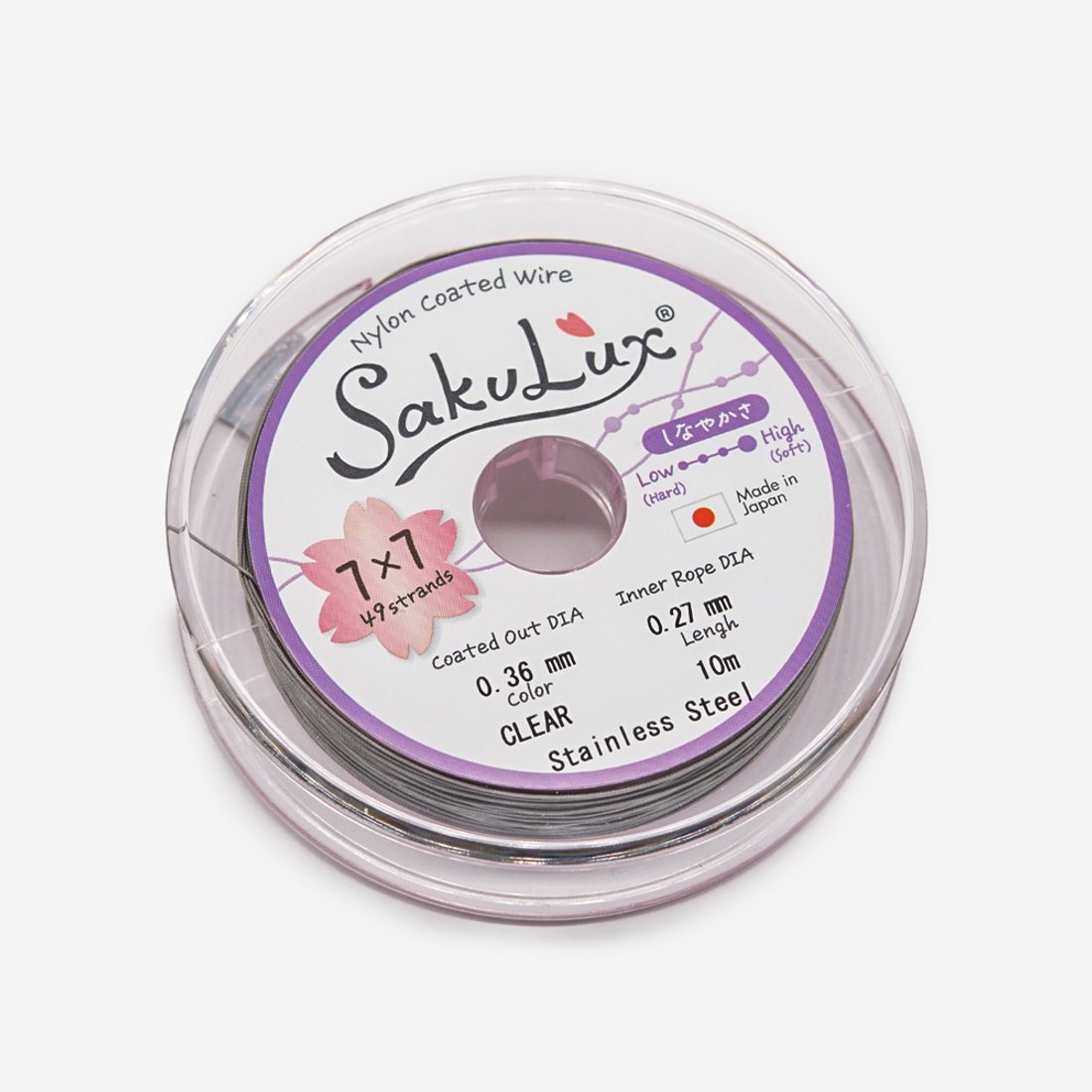 Японский ювелирный тросик SakuLux 49 диаметр 0,36мм, цвет "Сталь"