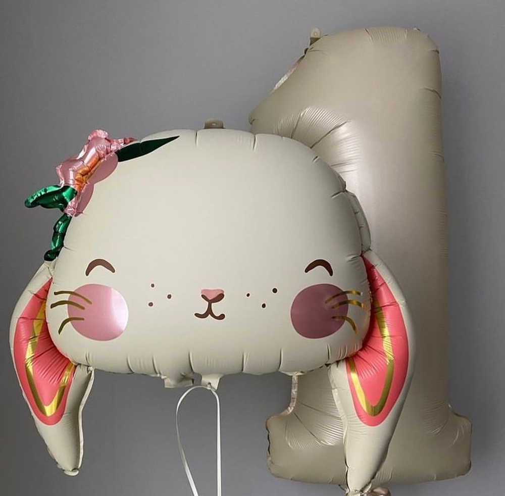 Фольгированный шар-фигура «Зайка с цветком голова», 51 см