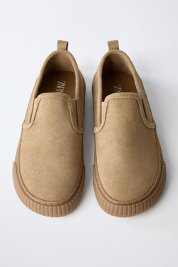 ZARA КОЖАНЫЕ КРОССОВКИ BAMBA BAREFOOT, КОРИЧНЕВЫЙ