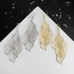 Серьги висячие "Шелест" листопад, цвет МИКС