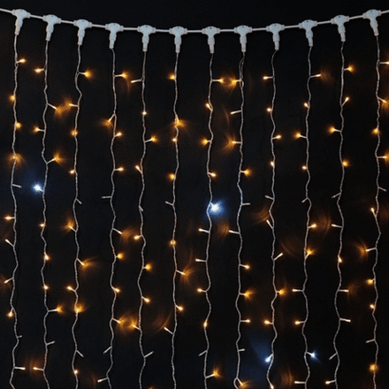Светодиодный занавес 2*3 м., 600 желтых LED ламп, мерцание, прозрачный провод ПВХ, LTC (PCL602BLW-10-2Y)