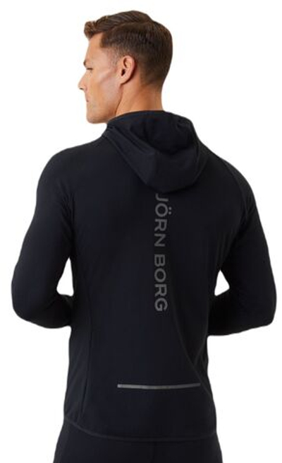 Мужская теннисная кофта Björn Borg Running Mid Layer Hood - black beauty