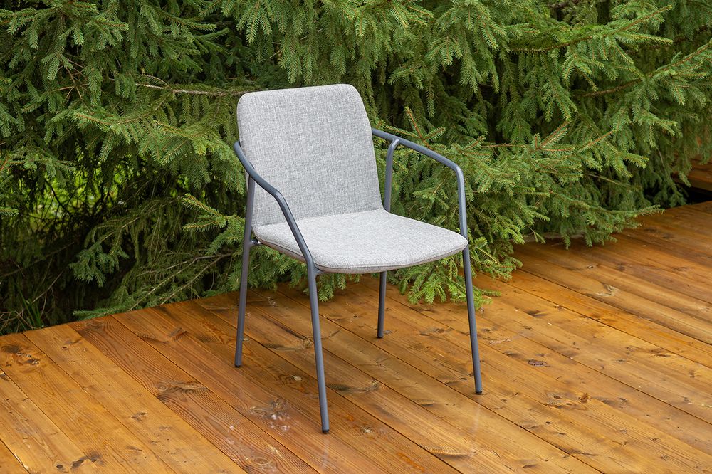 "Марокко" стул из текстилена nanotex, каркас алюминий темно-серый (RAL7024), цвет серый