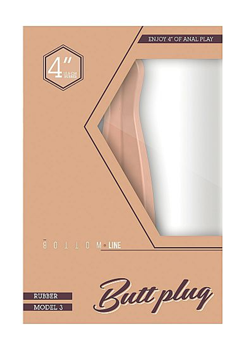 Бежевый анальный стимулятор с гранями Bottom Line Model 3 - 10,5 см. (Цвет: бежевый)