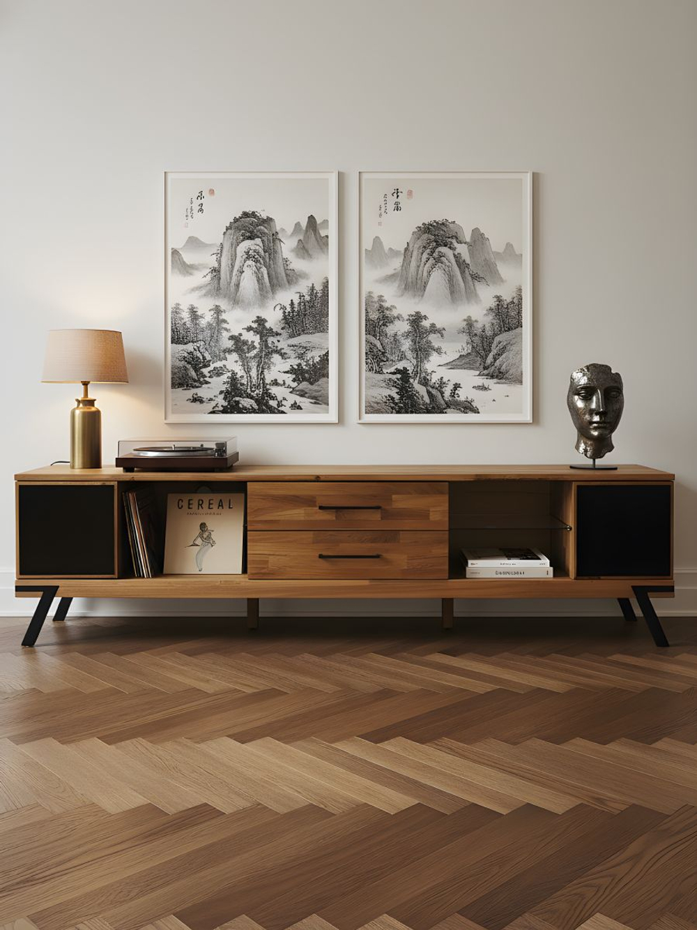 Тумба под телевизор, 220х42х55, Флеверс, напольная, массив дуба, MAKOSA