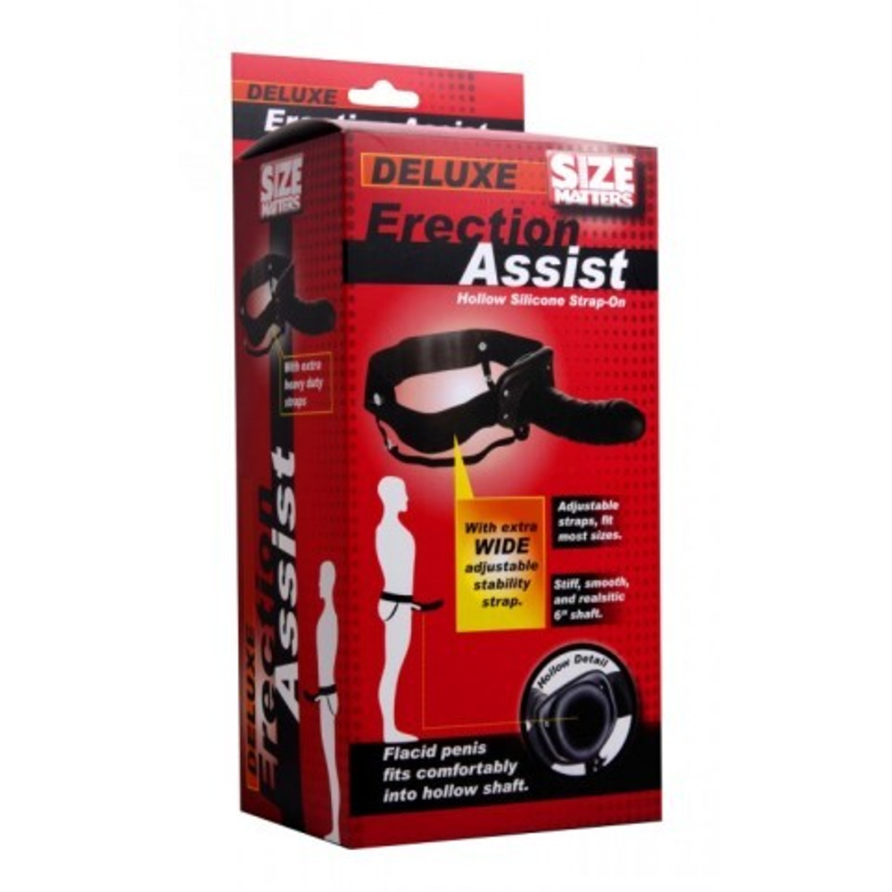 Полый страпон Erection Assist, черный, 15,2 см