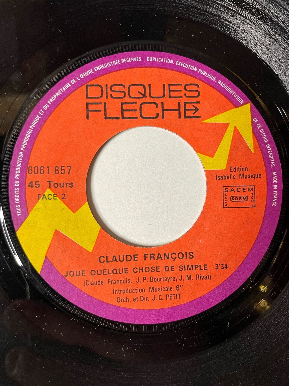 Винтажная виниловая пластинка LP Claude Francois Le Chanteur Malheureux (Et Je Me Demande) (France 1975) 7 дюймов