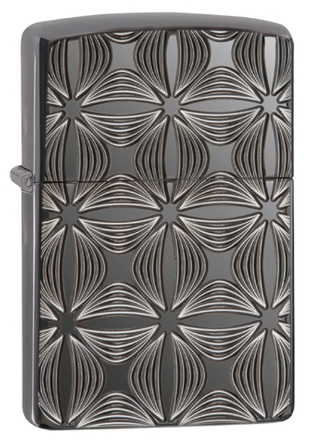 Зажигалка Zippo Armor с покрытием Black Ice, латунь/сталь, чёрная, глянцевая, 36x12x56 мм