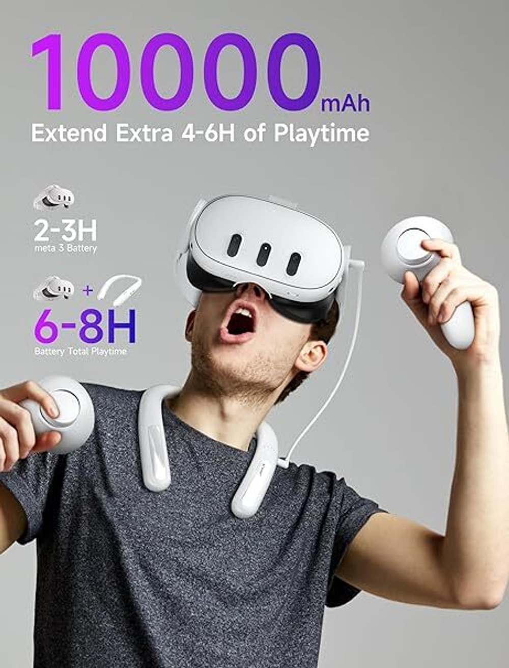 Аккумуляторная батарея JSAUX PB2004A для шлемов виртуальной реальности (Oculus Quest 2 и 3, Pico 4 и др.) черный