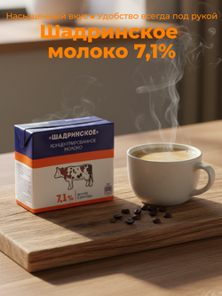 Молоко концентрированное жир 7,1% стерилизованное т/пак "Шадринское" 500 гр