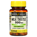 Mason Natural, Экстракт молочного чертополоха (цельных растений), 500 мг, 60 капсул