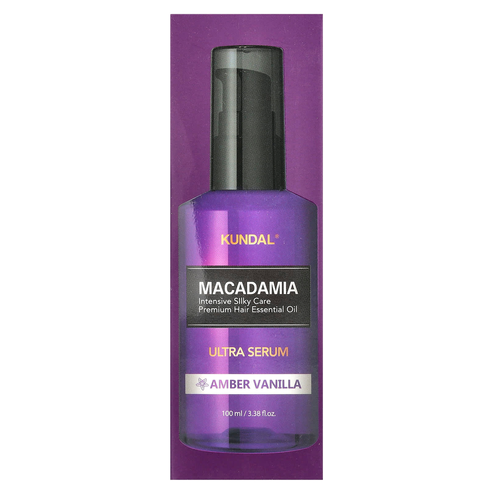 Kundal, Сыворотка для волос Macadamia Ultra, янтарная ваниль, 100 мл (3,38 жидк. Унции)