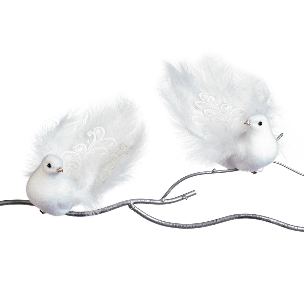 Голубь кружевной с перышками 2шт 15см Goodwill белый