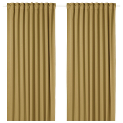 IKEA MAJGULL  (ИКЕА МАЙГУЛЛ)  -  Шторы, 1 пара, на ленте/бежевый/желтый, 145x300 см
