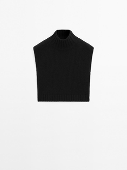 Massimo Dutti Трикотажный жилет с высоким воротником, черный