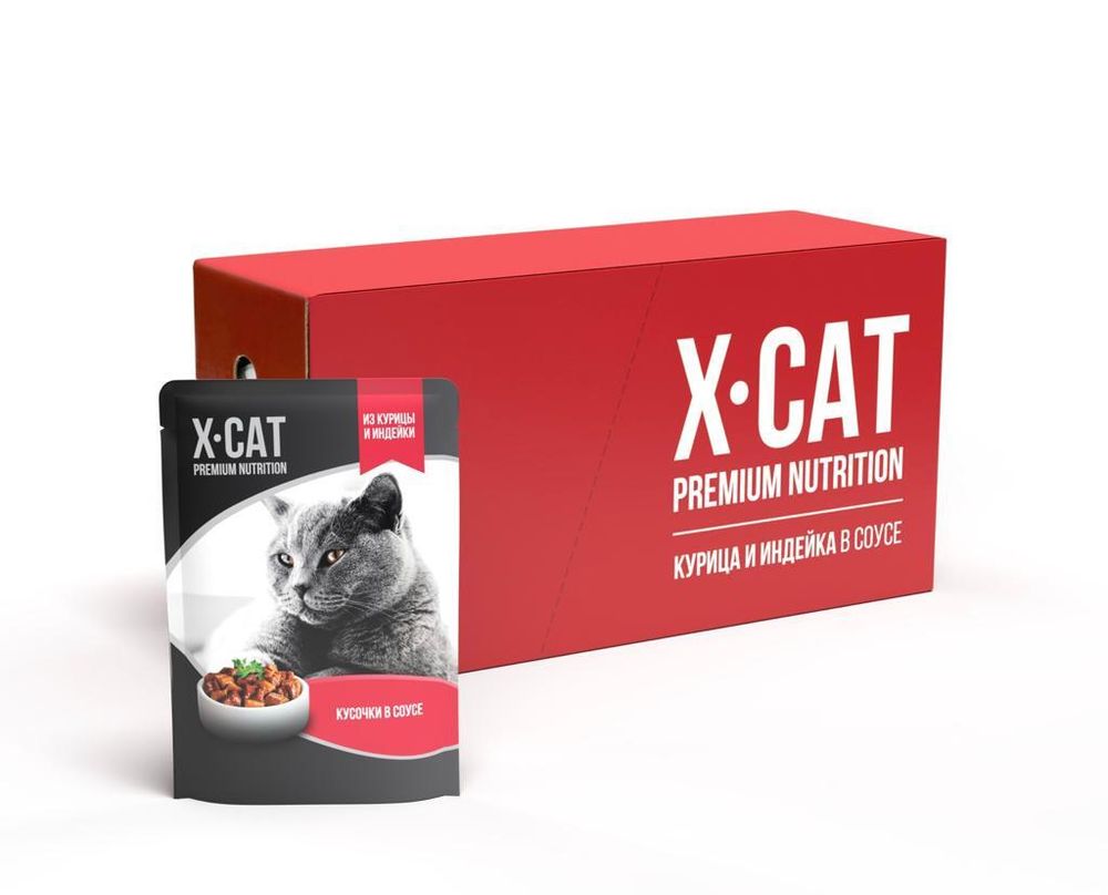 Консервы для кошек X-CAT курица и индейка 85 г