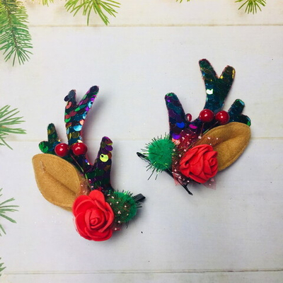 Карнавальный зажим для волос «Рожки оленя», микс