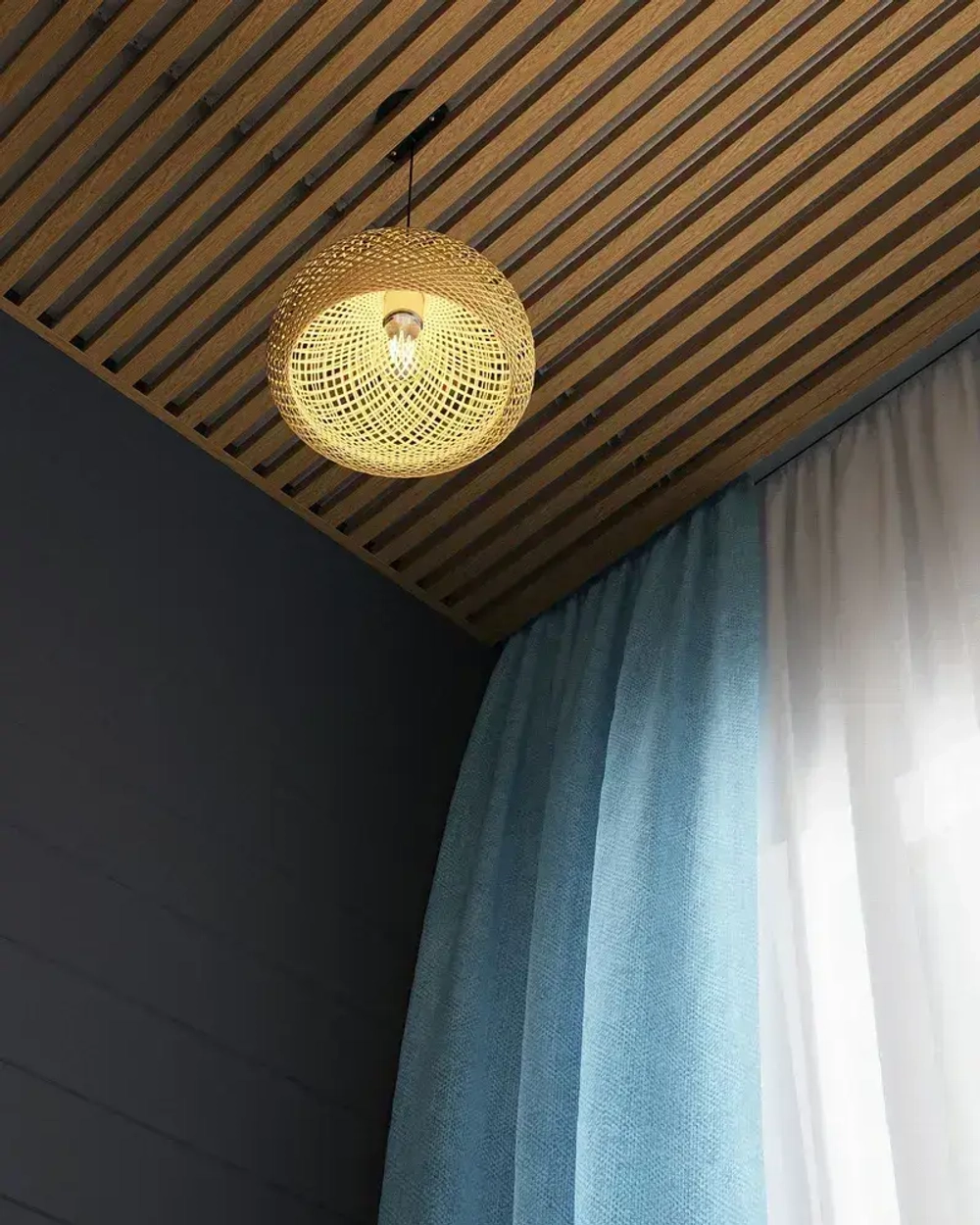 Комплект 1,7х1,7м кубообразного реечного алюминиевого потолка CESAL AR С 30/27 Дуб Медовый (для ванной, входных групп, санузлов и лоджий)