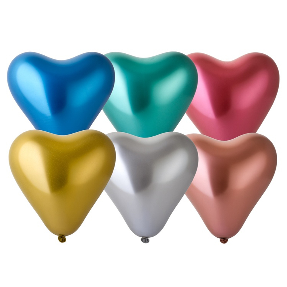 Шар латексный Сердце Хром 30 см (Ассорти)