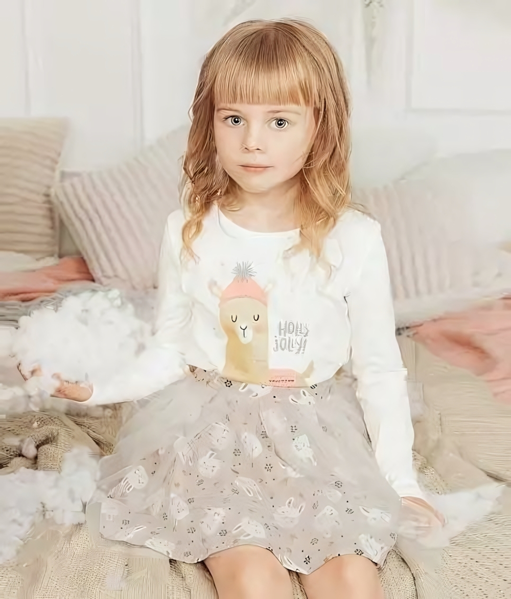 Костюм для девочки, р.128 Молочный 30805815