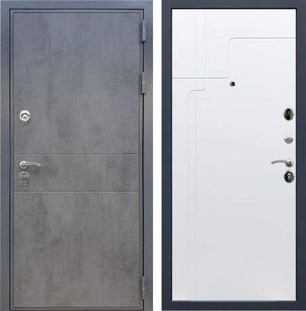 Входная металлическая дверь RеX (РЕКС) Премиум 290 Темный бетон / ФЛ-246 Силк сноу (белый матовый, без текстуры)