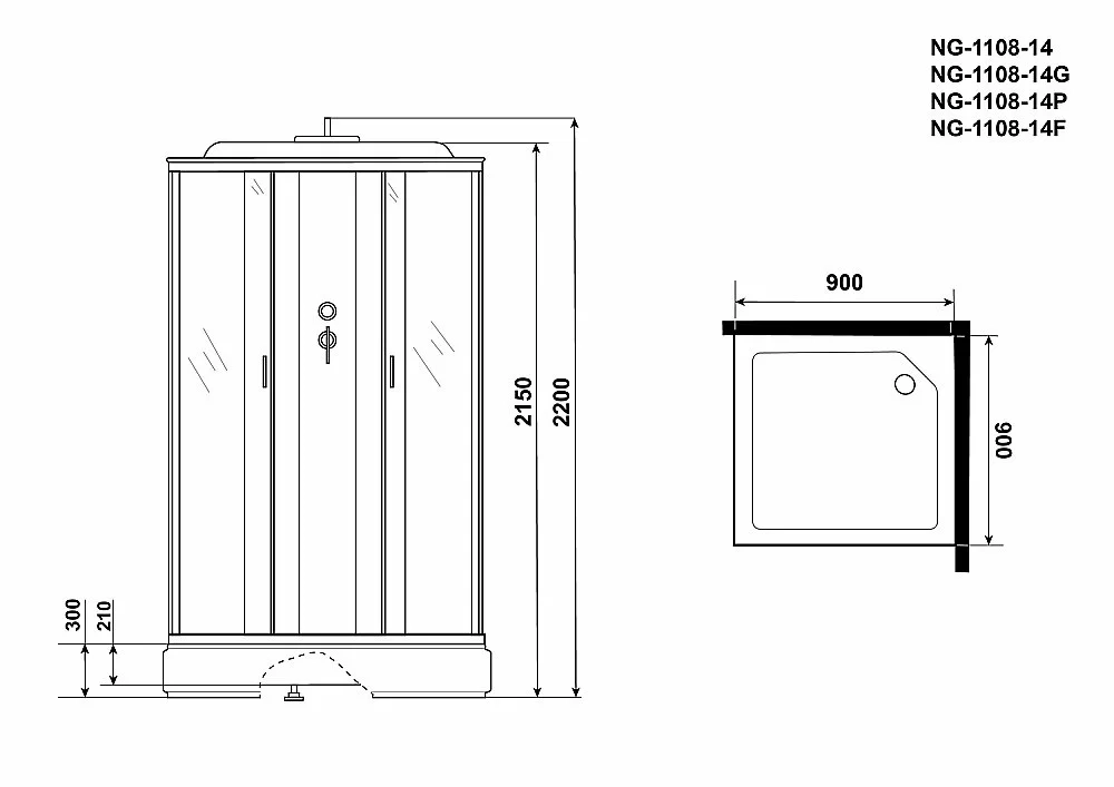 Душевая кабина Niagara Classic NG-1108-14P 90x90